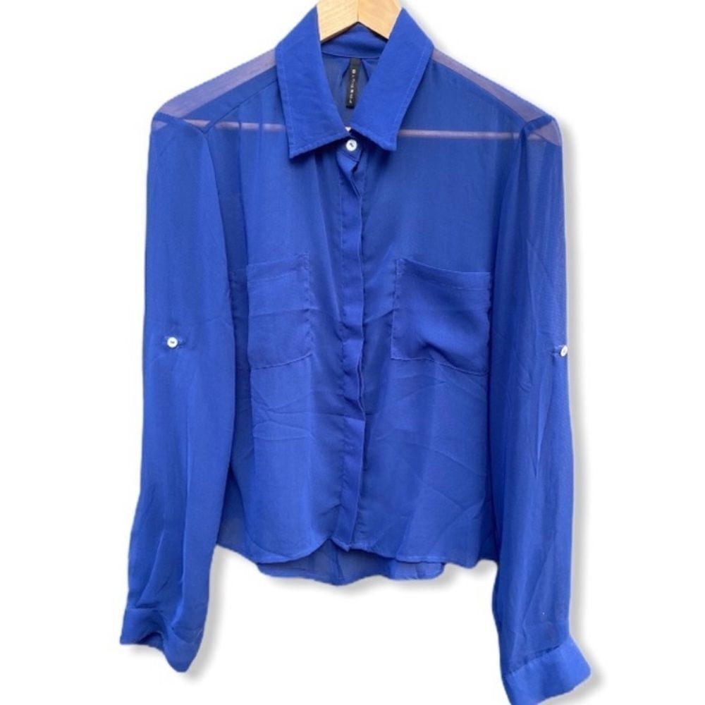 B Jewel Sheer Blouse Blue